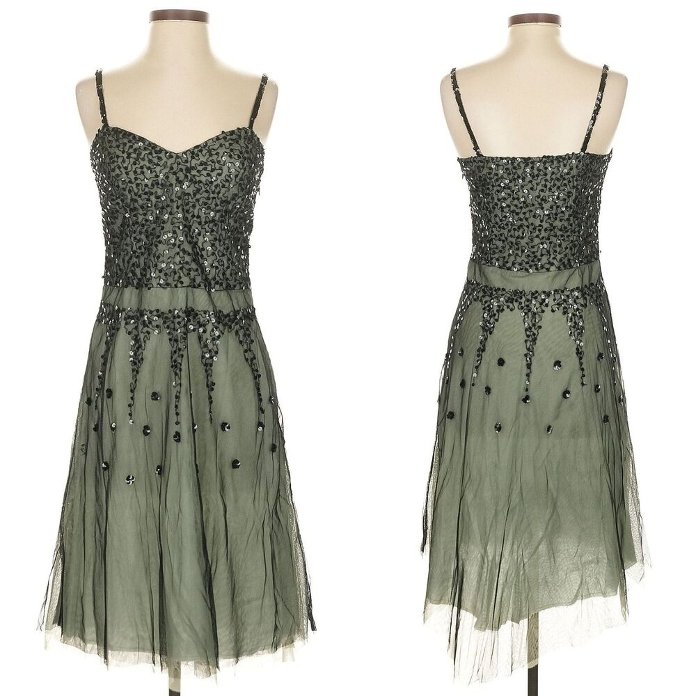 Vintage Y2K Lux Urban Outfitters Green Sequin Dark Fairycore Whimsigoth Size 5